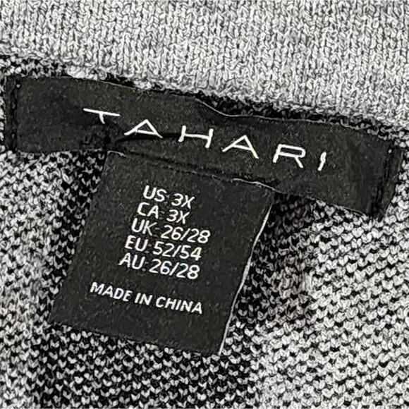 Tahari Grey, black and white windowpane duster length‎ cardigan sweater plus 3X - Picture 7 of 8